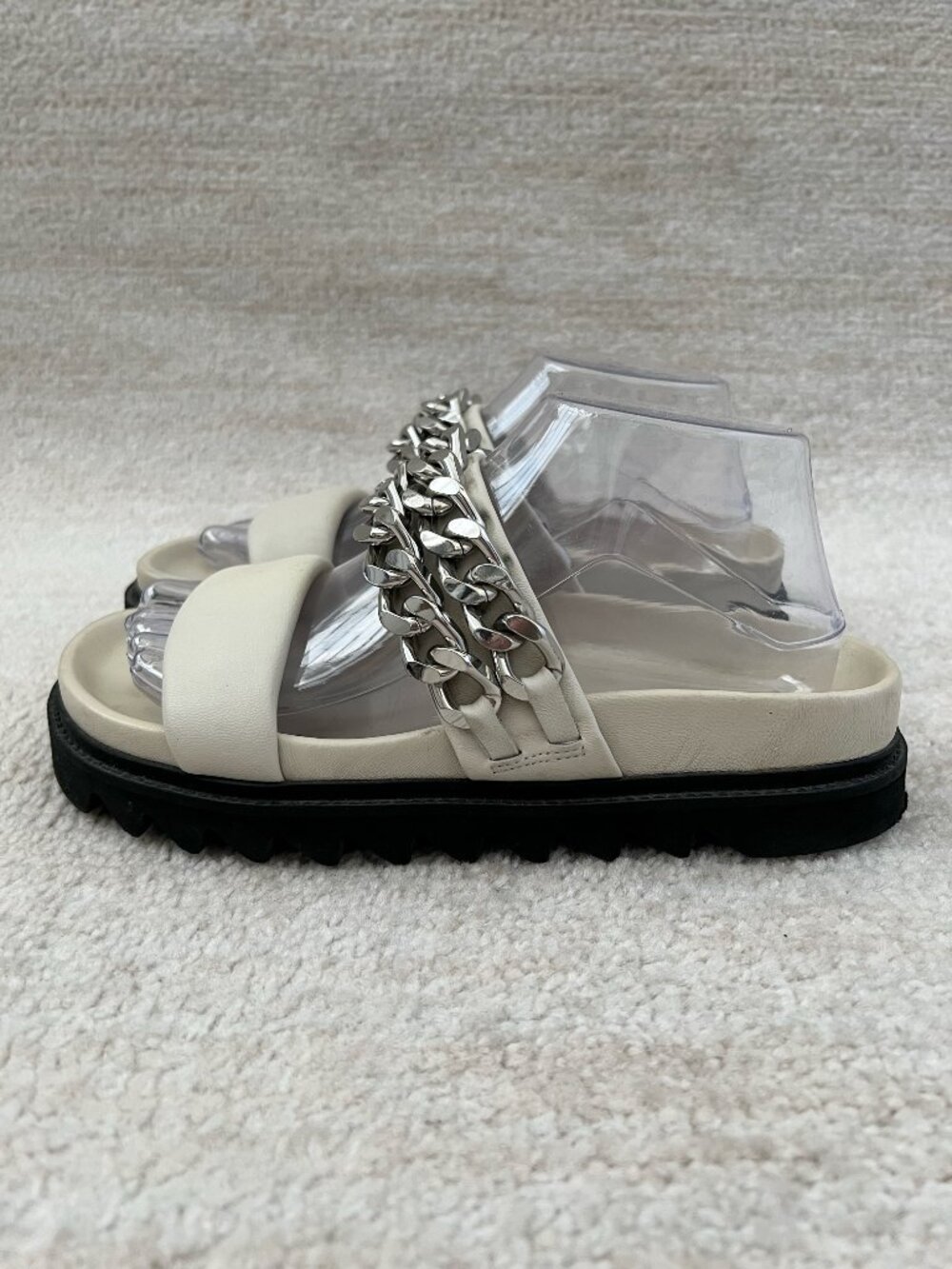 IRO Mosta Leather Chain Embellished Slip On Sandals Shoes 38